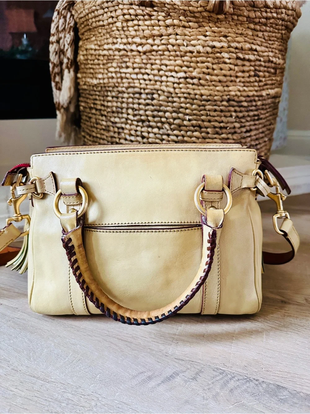 Dooney & Bourke Buttercream Florentine Leather Satchel Vintage